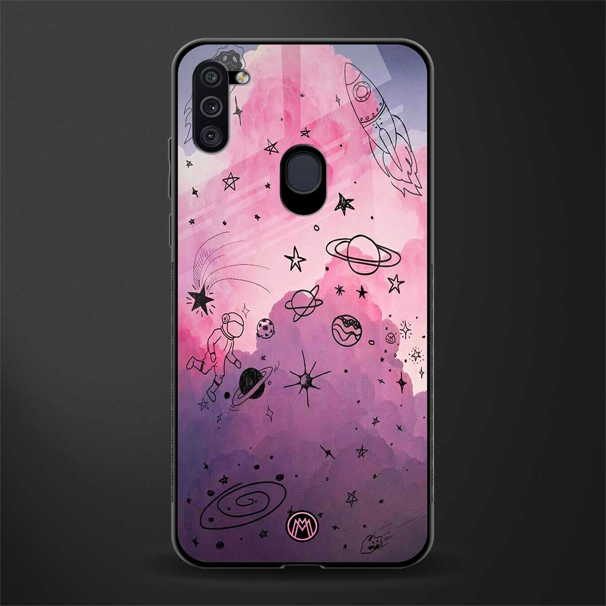 space pink aesthetic glass case for samsung galaxy m11 image