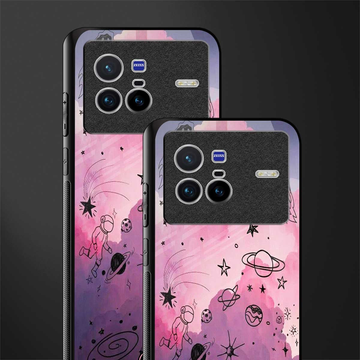 space pink aesthetic glass case for vivo x80 image-2