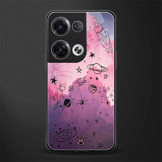 space pink aesthetic back phone cover | glass case for oppo reno 8 pro