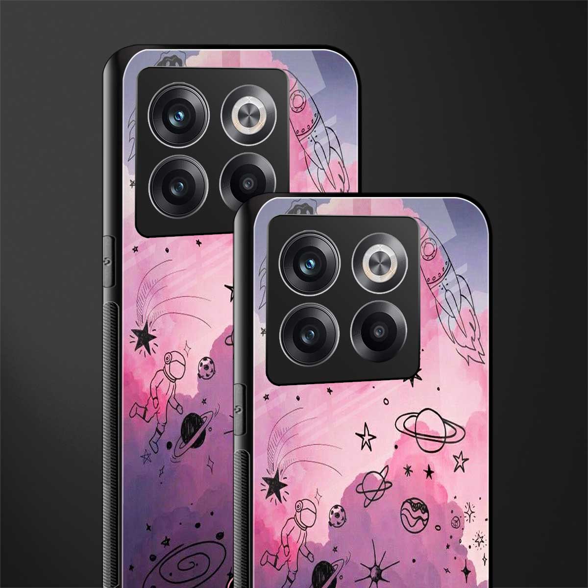 space pink aesthetic back phone cover | glass case for oneplus 10t