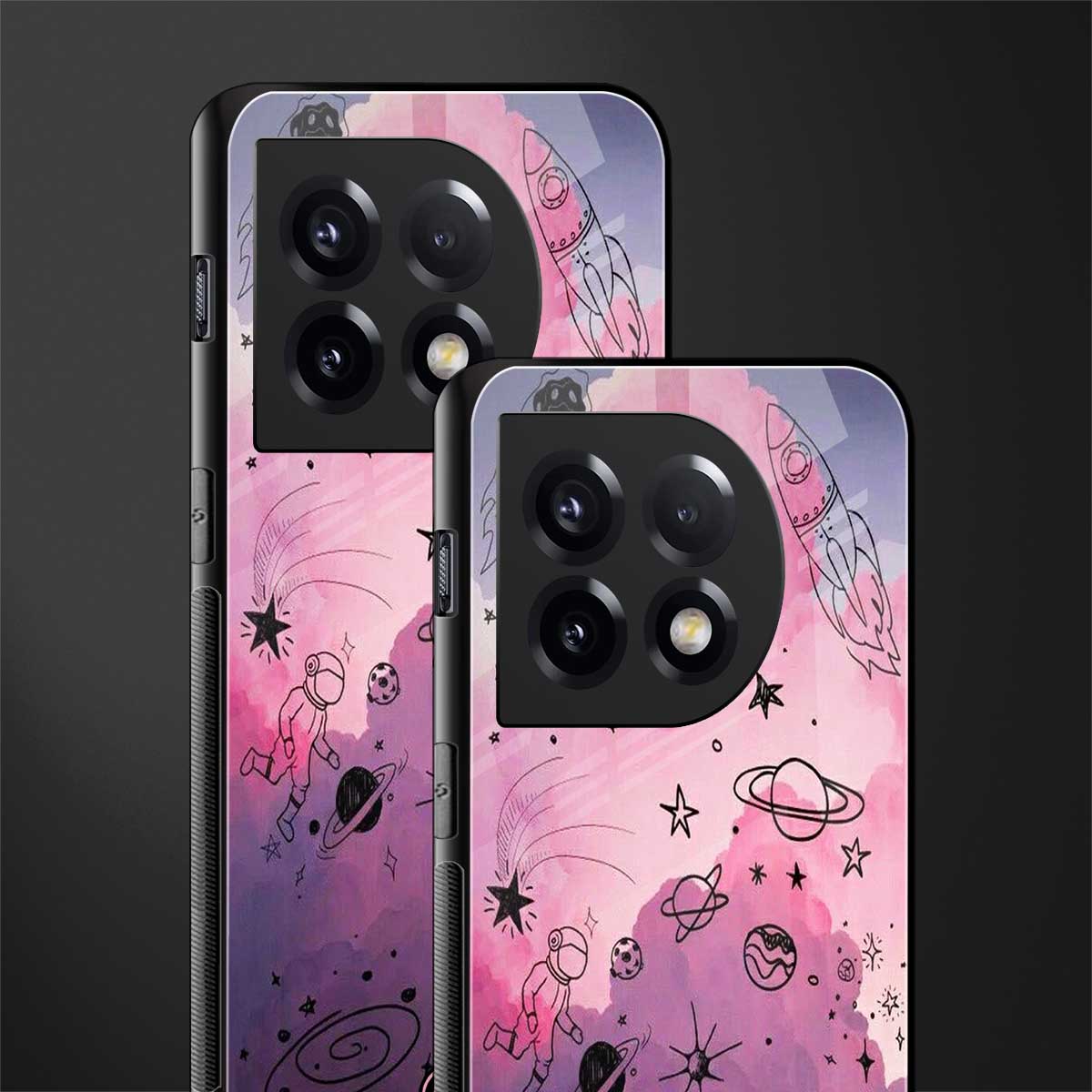 space pink aesthetic back phone cover | glass case for oneplus 11
