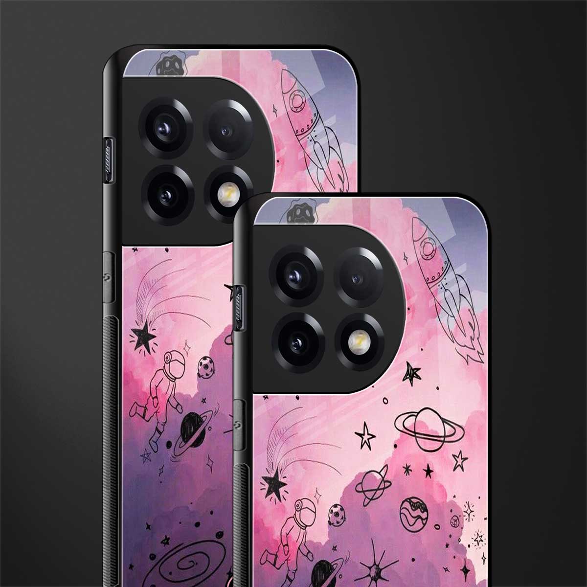 space pink aesthetic back phone cover | glass case for oneplus 11r
