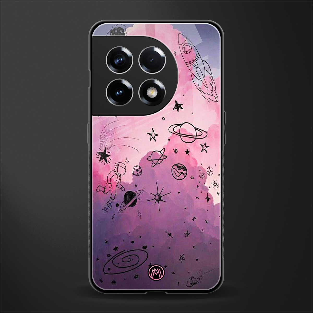 space pink aesthetic back phone cover | glass case for oneplus 11r