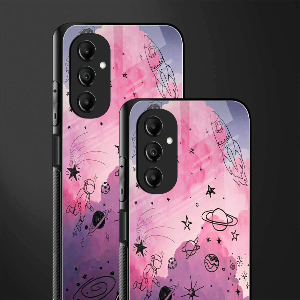 space pink aesthetic back phone cover | glass case for samsung galaxy a14 5g