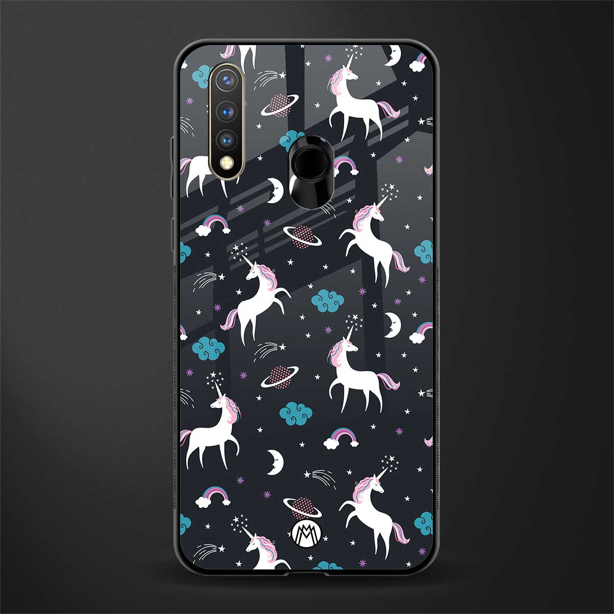 spatial unicorn galaxy glass case for vivo u20 image