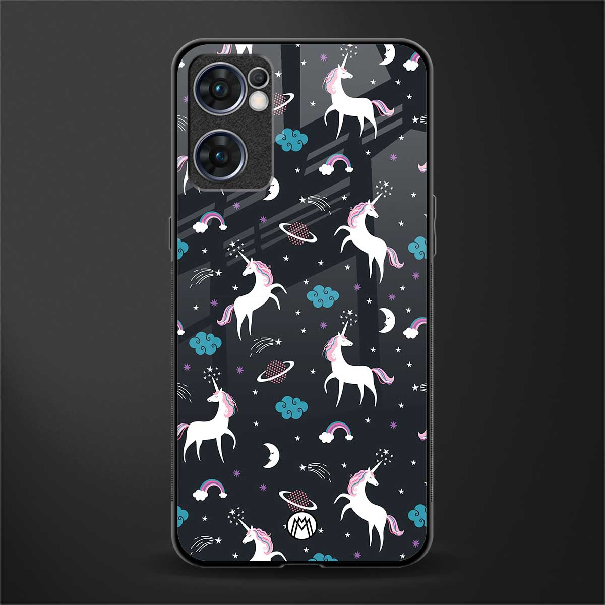 spatial unicorn galaxy glass case for oppo reno7 5g image
