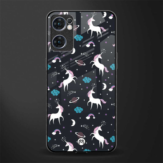 spatial unicorn galaxy glass case for oppo reno7 5g image
