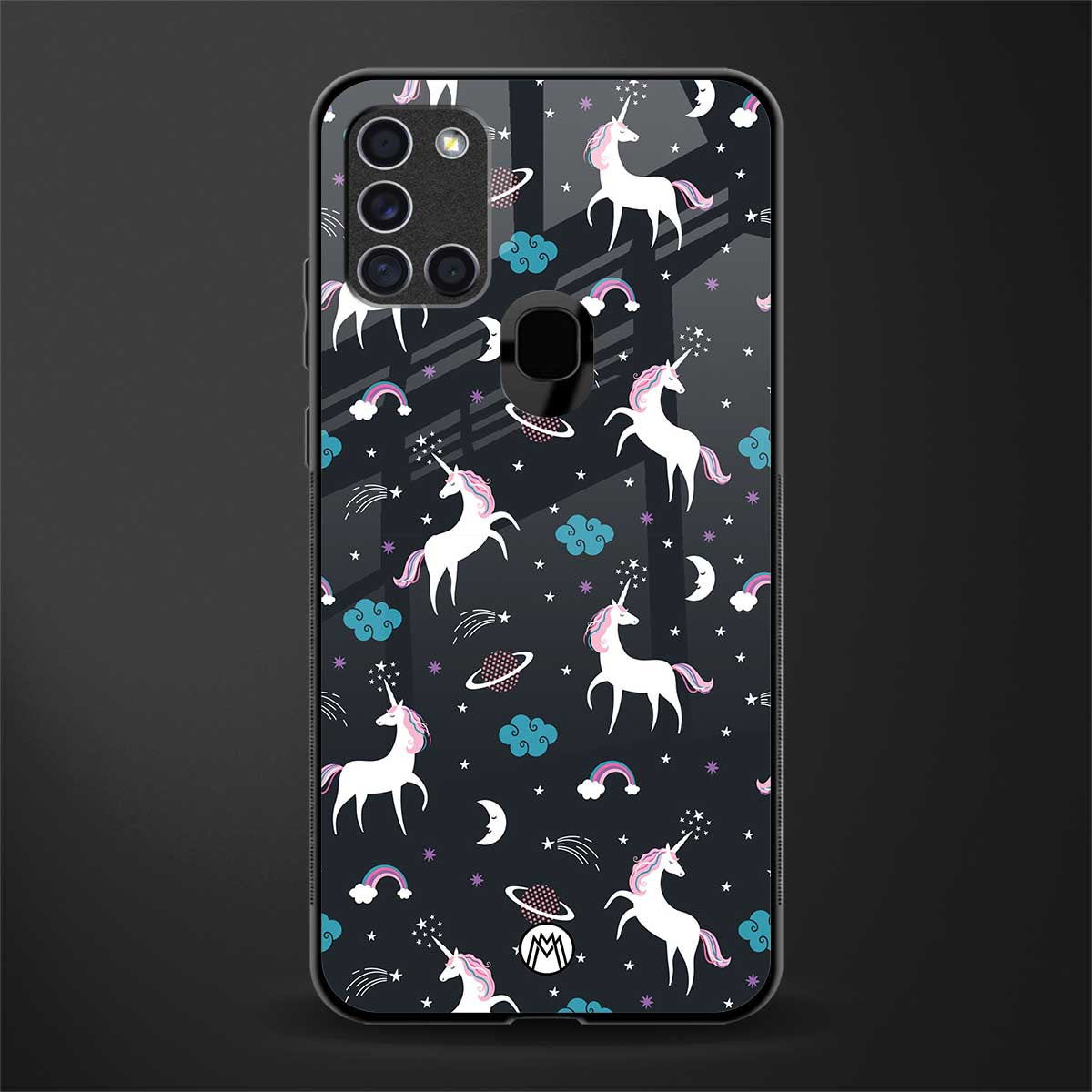 spatial unicorn galaxy glass case for samsung galaxy a21s image