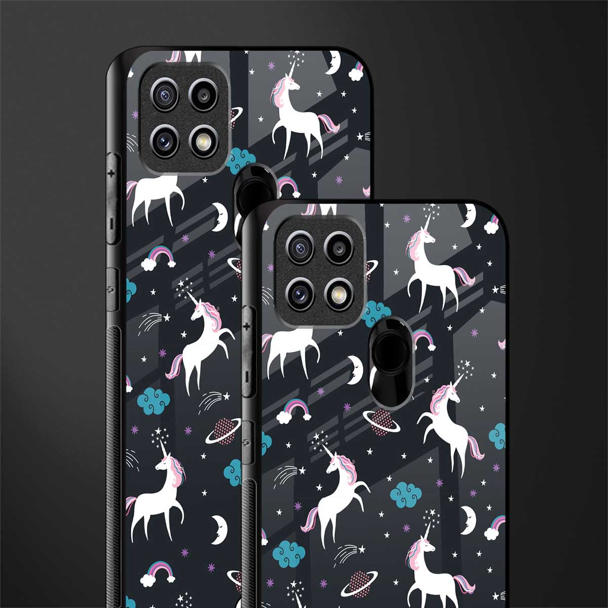 spatial unicorn galaxy glass case for oppo a15s image-2