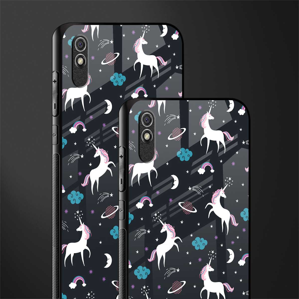 spatial unicorn galaxy glass case for redmi 9a image-2