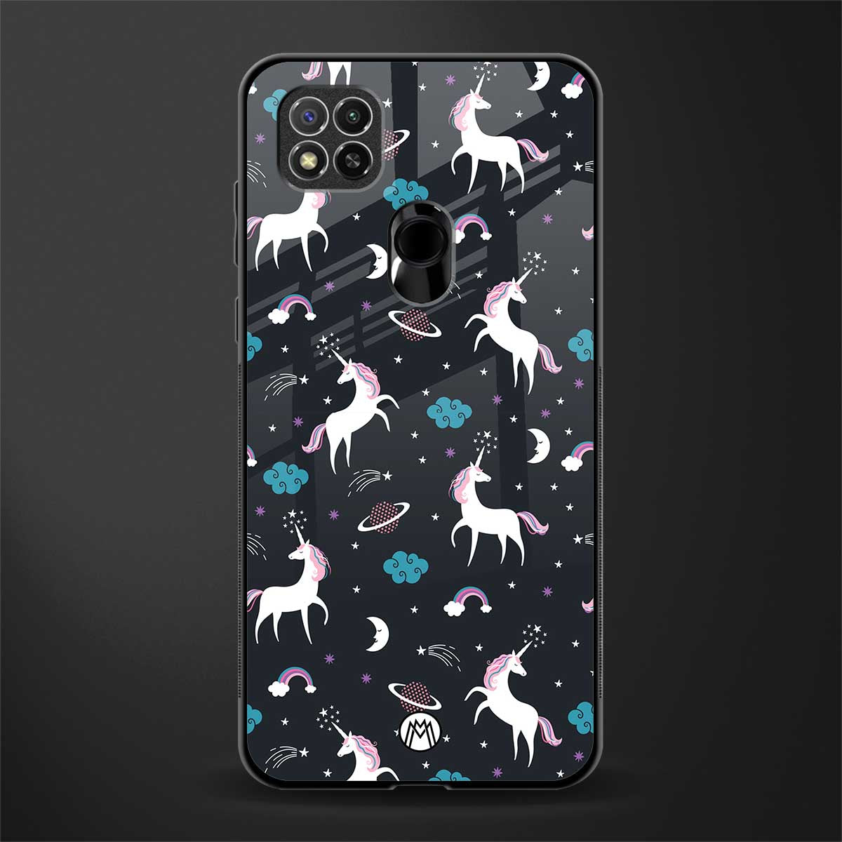 spatial unicorn galaxy glass case for redmi 9 image