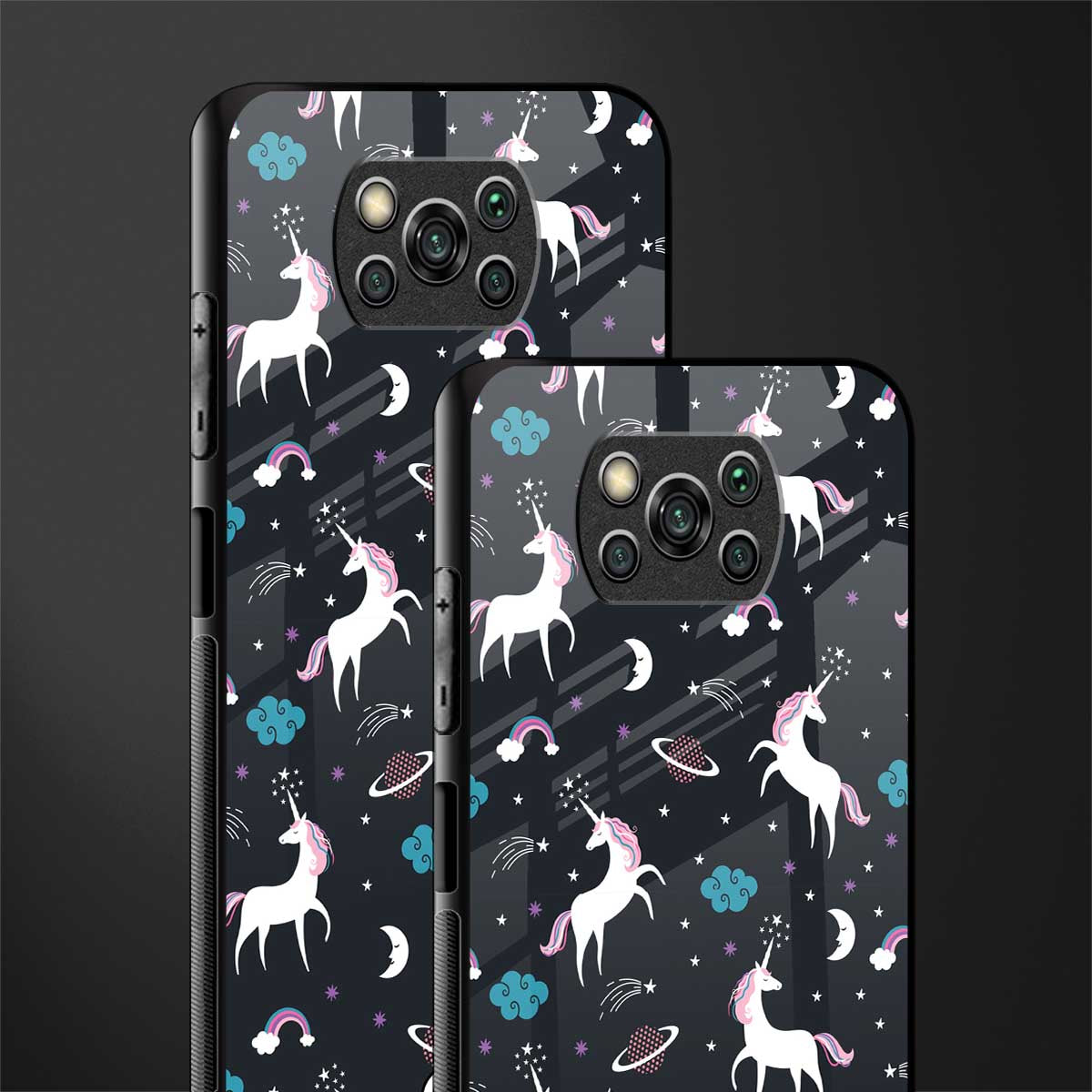 spatial unicorn galaxy glass case for poco x3 image-2