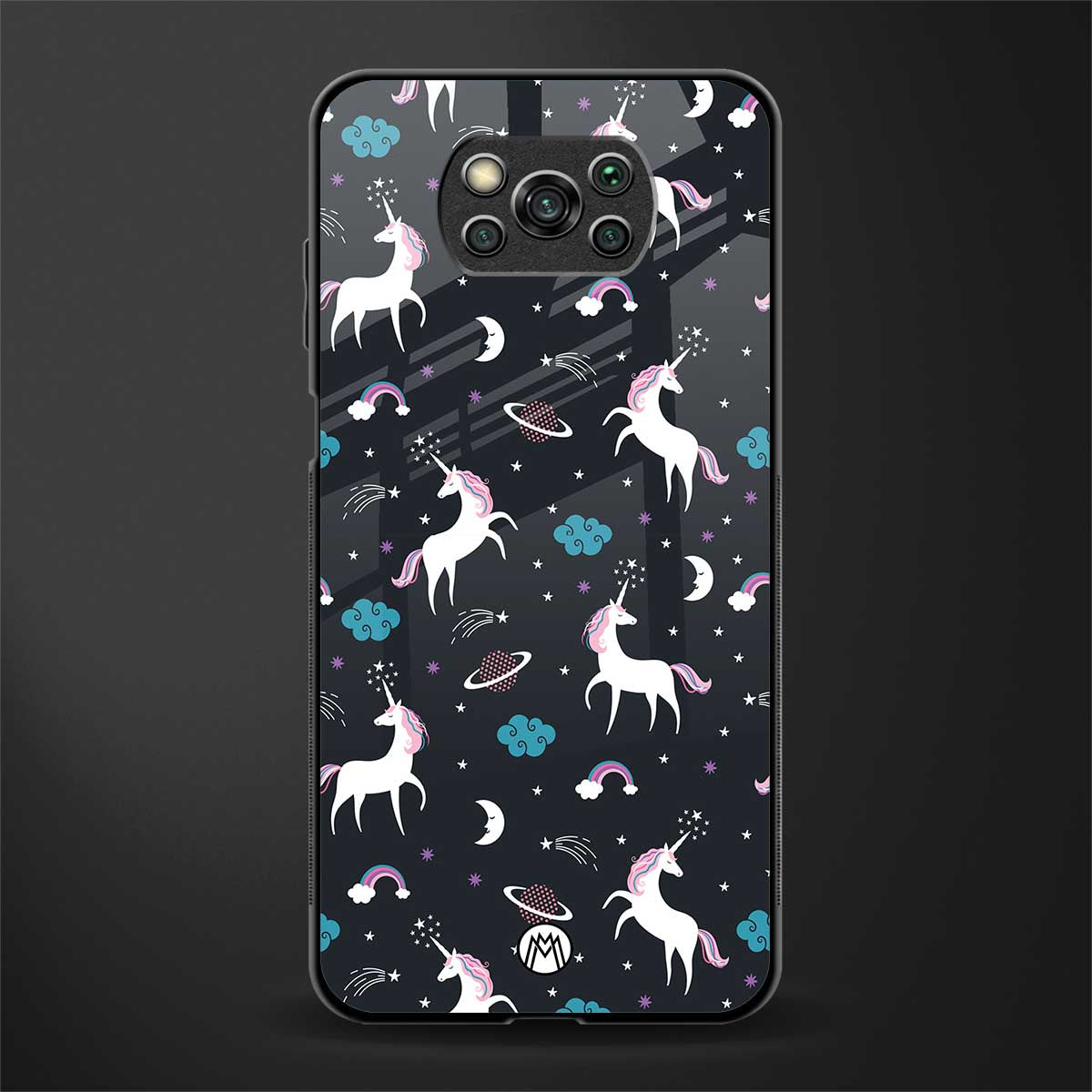 spatial unicorn galaxy glass case for poco x3 image