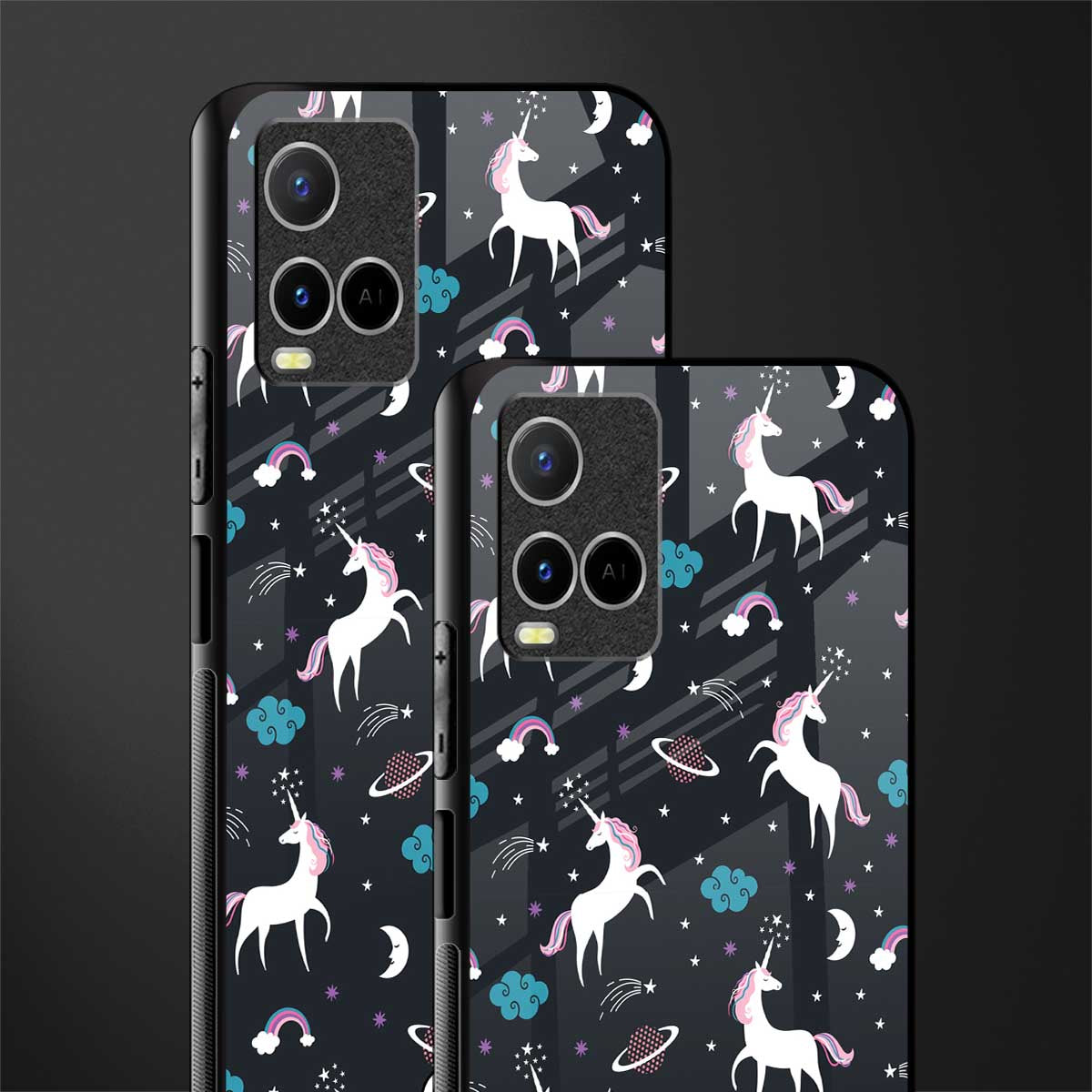 spatial unicorn galaxy glass case for vivo y33s vivo y33t image-2