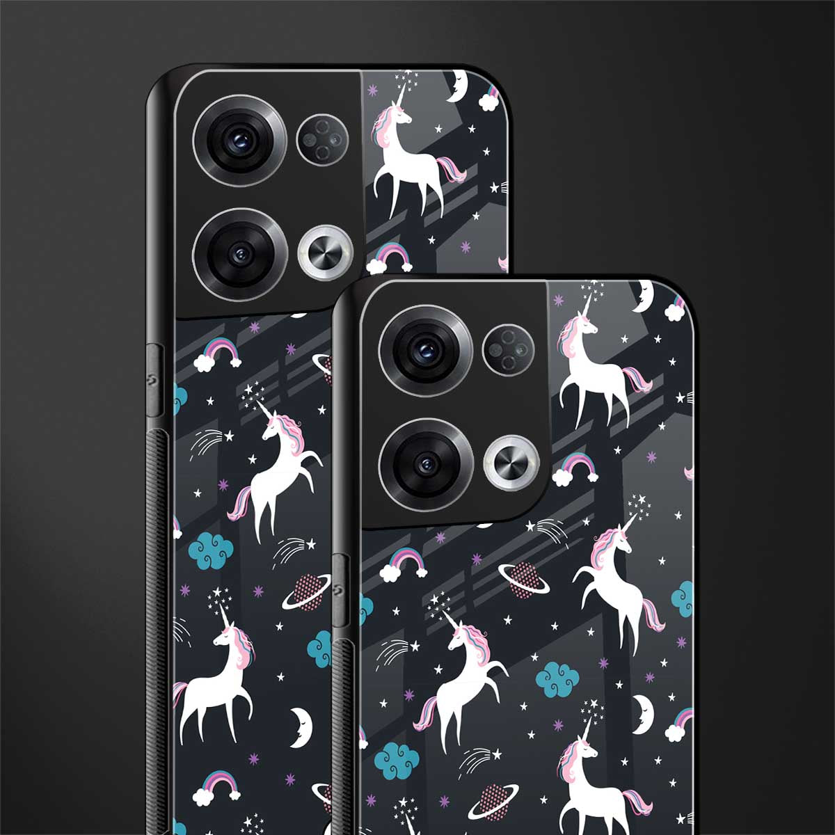 spatial unicorn galaxy back phone cover | glass case for oppo reno 8 pro