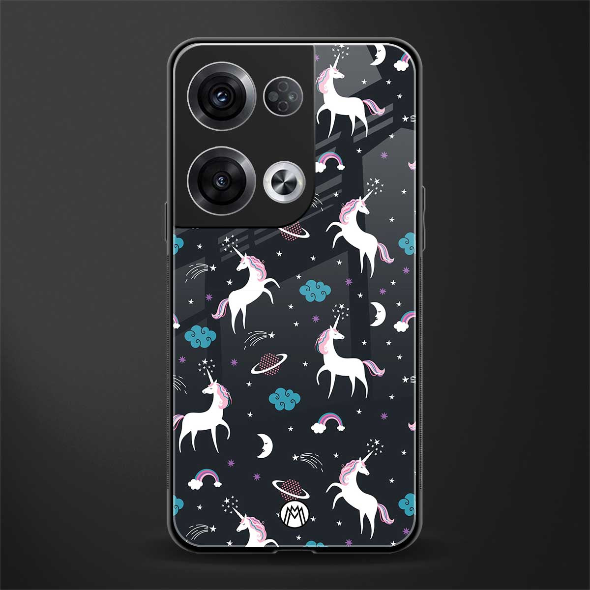 spatial unicorn galaxy back phone cover | glass case for oppo reno 8 pro