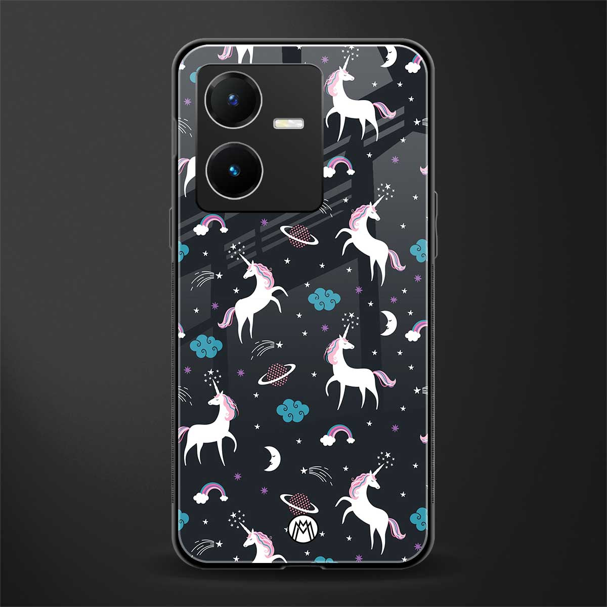 spatial unicorn galaxy back phone cover | glass case for vivo y22