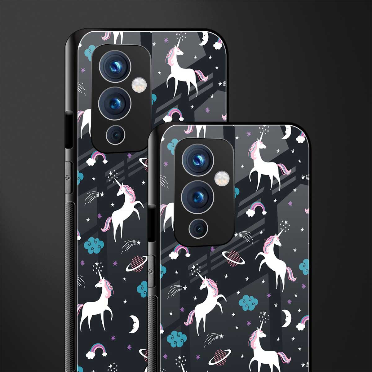 spatial unicorn galaxy back phone cover | glass case for oneplus 9