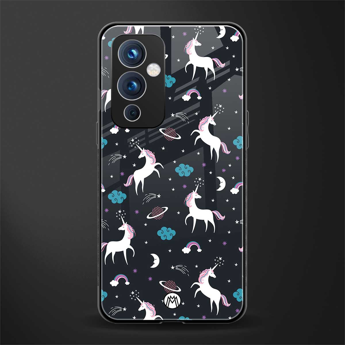 spatial unicorn galaxy back phone cover | glass case for oneplus 9
