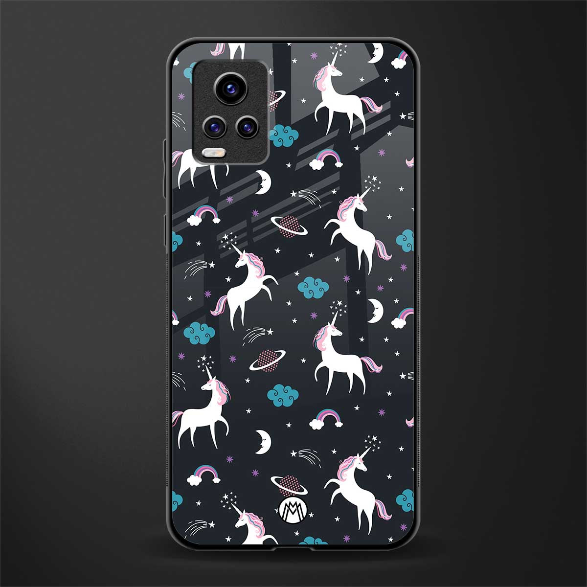 spatial unicorn galaxy back phone cover | glass case for vivo v21e 4g