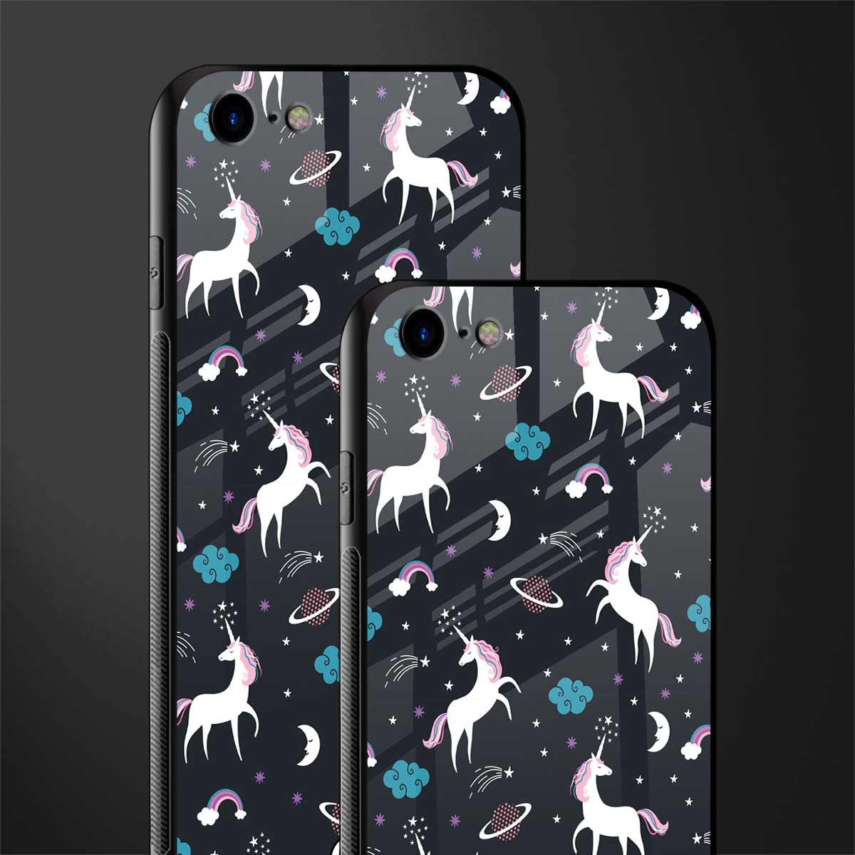 spatial unicorn galaxy glass case for iphone se 2020 image-2