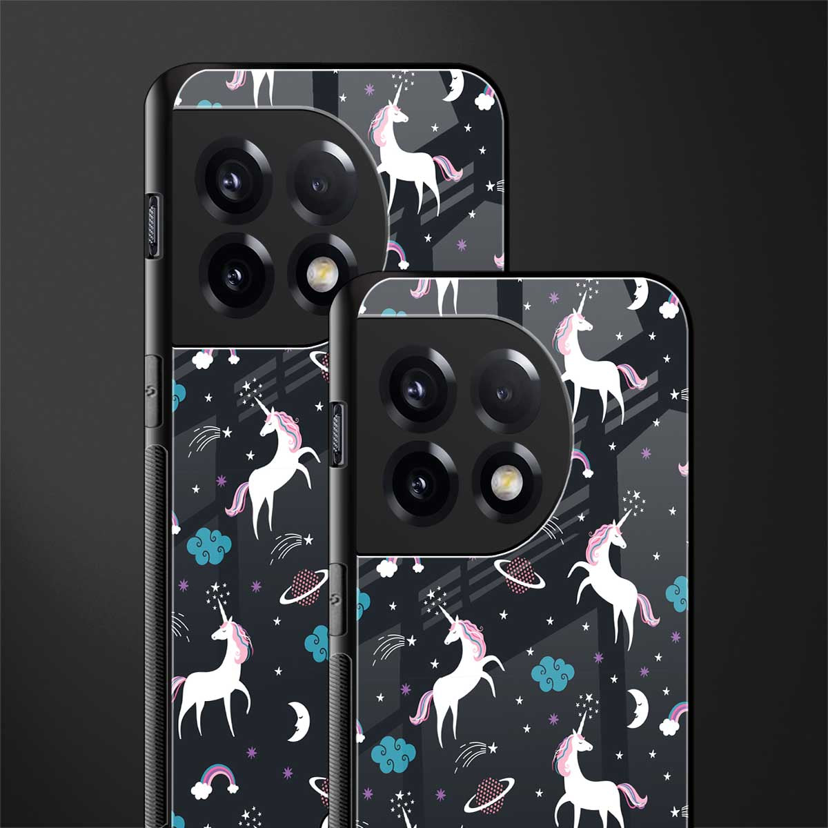 spatial unicorn galaxy back phone cover | glass case for oneplus 11r