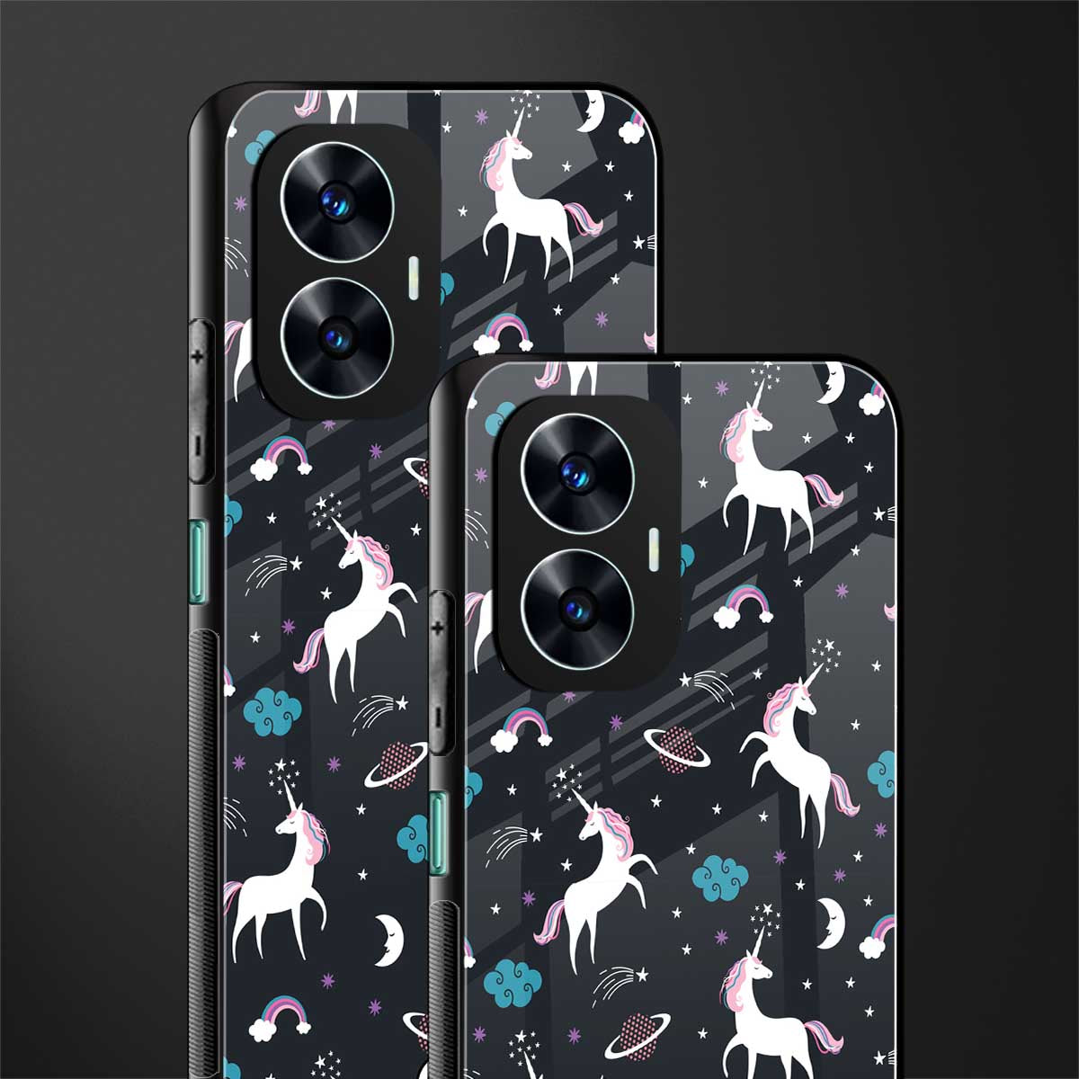 spatial unicorn galaxy back phone cover | glass case for realme c55