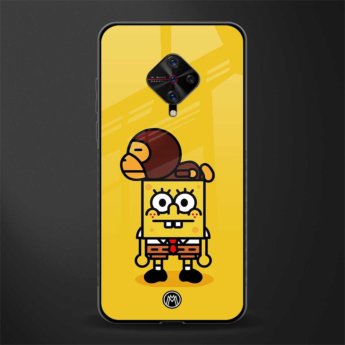 spongebob x bape glass case for vivo s1 pro image