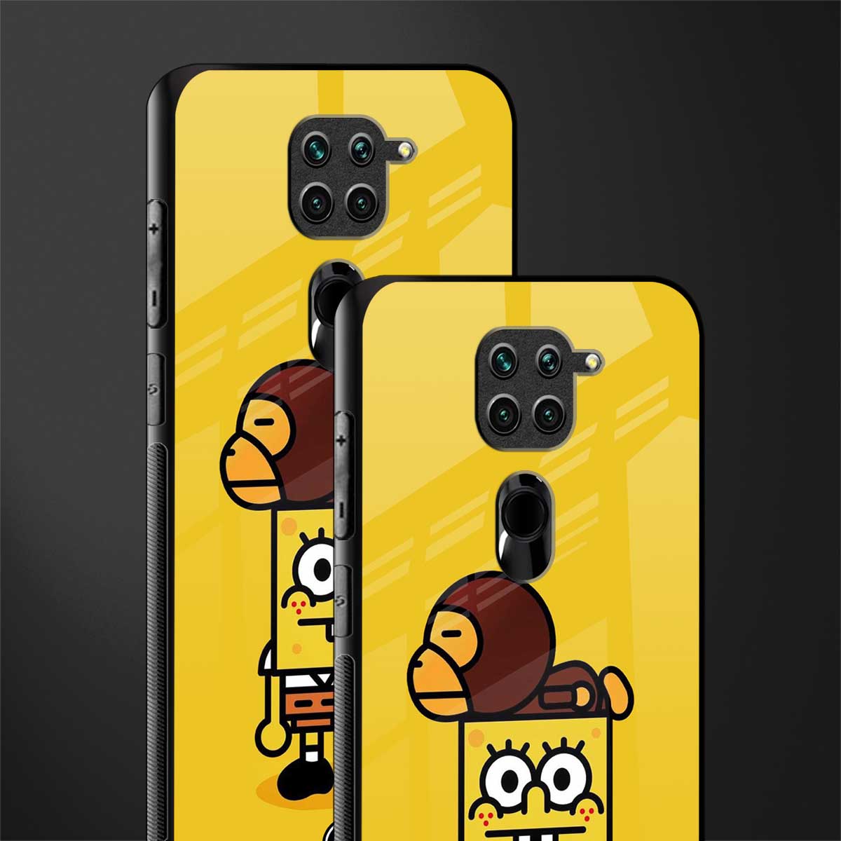 spongebob x bape glass case for redmi note 9 image-2
