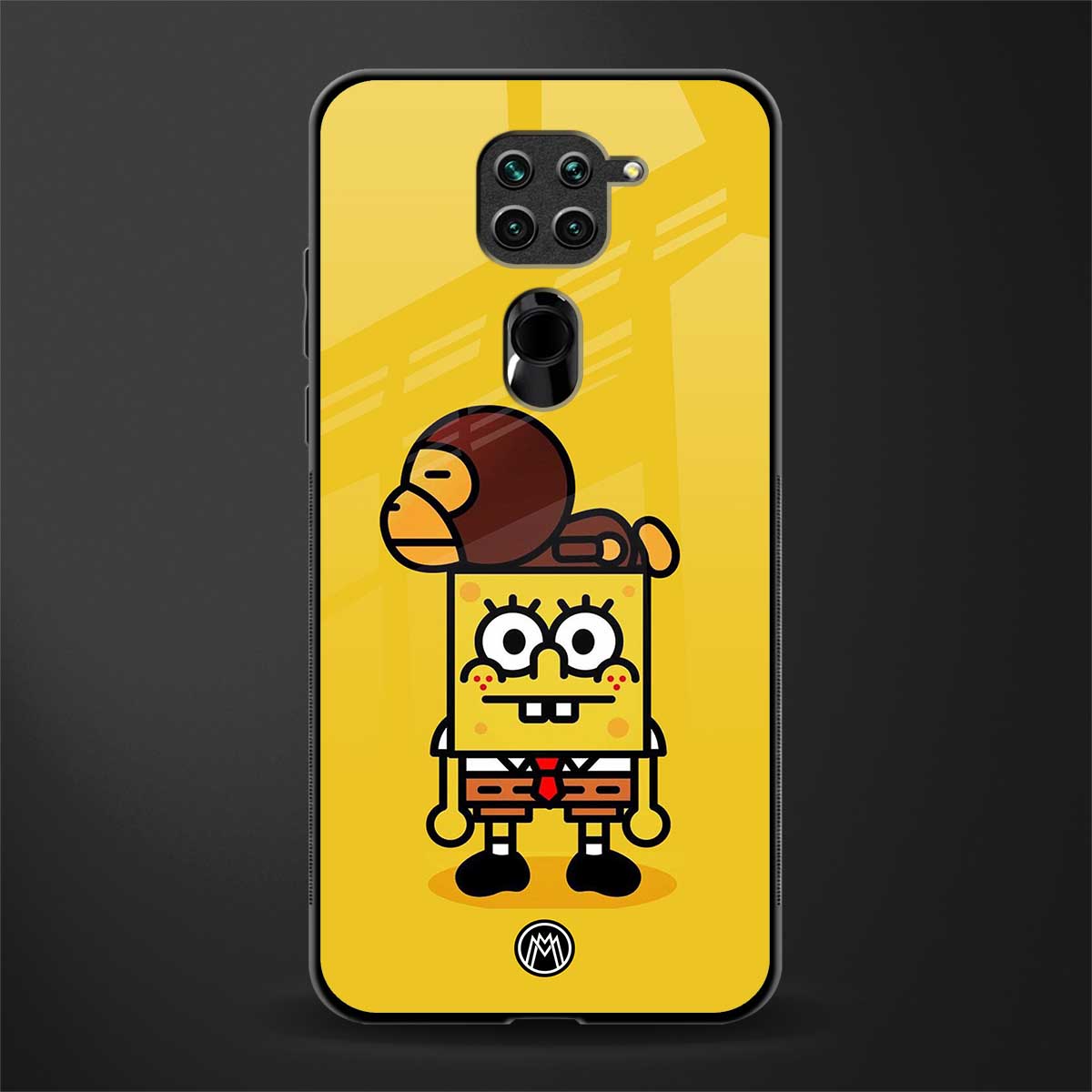 spongebob x bape glass case for redmi note 9 image