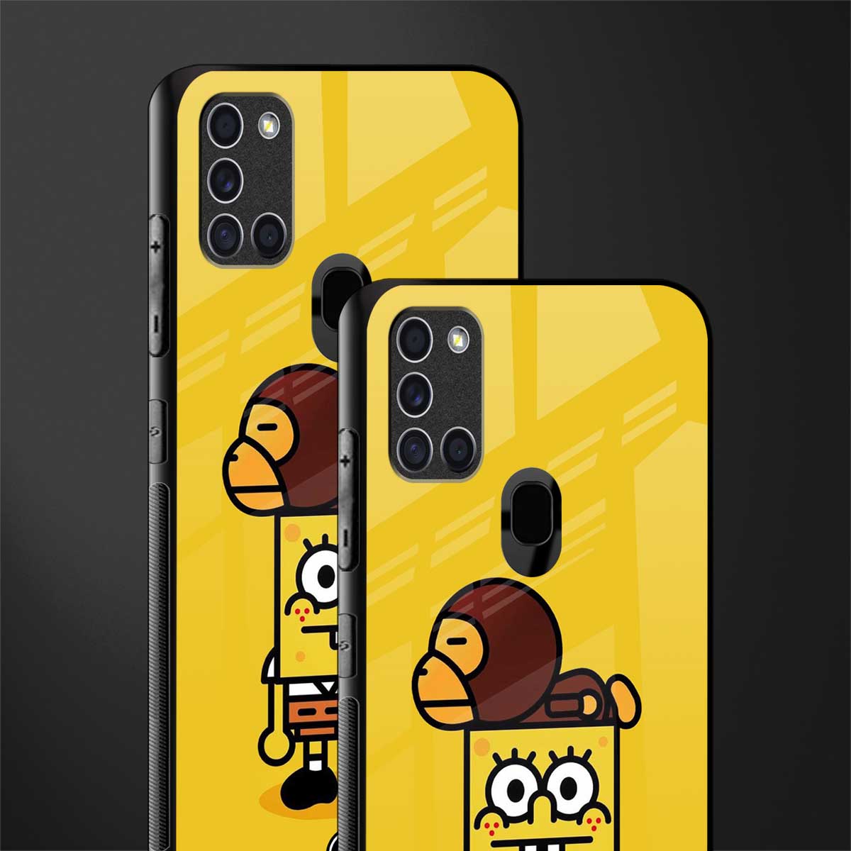 spongebob x bape glass case for samsung galaxy a21s image-2