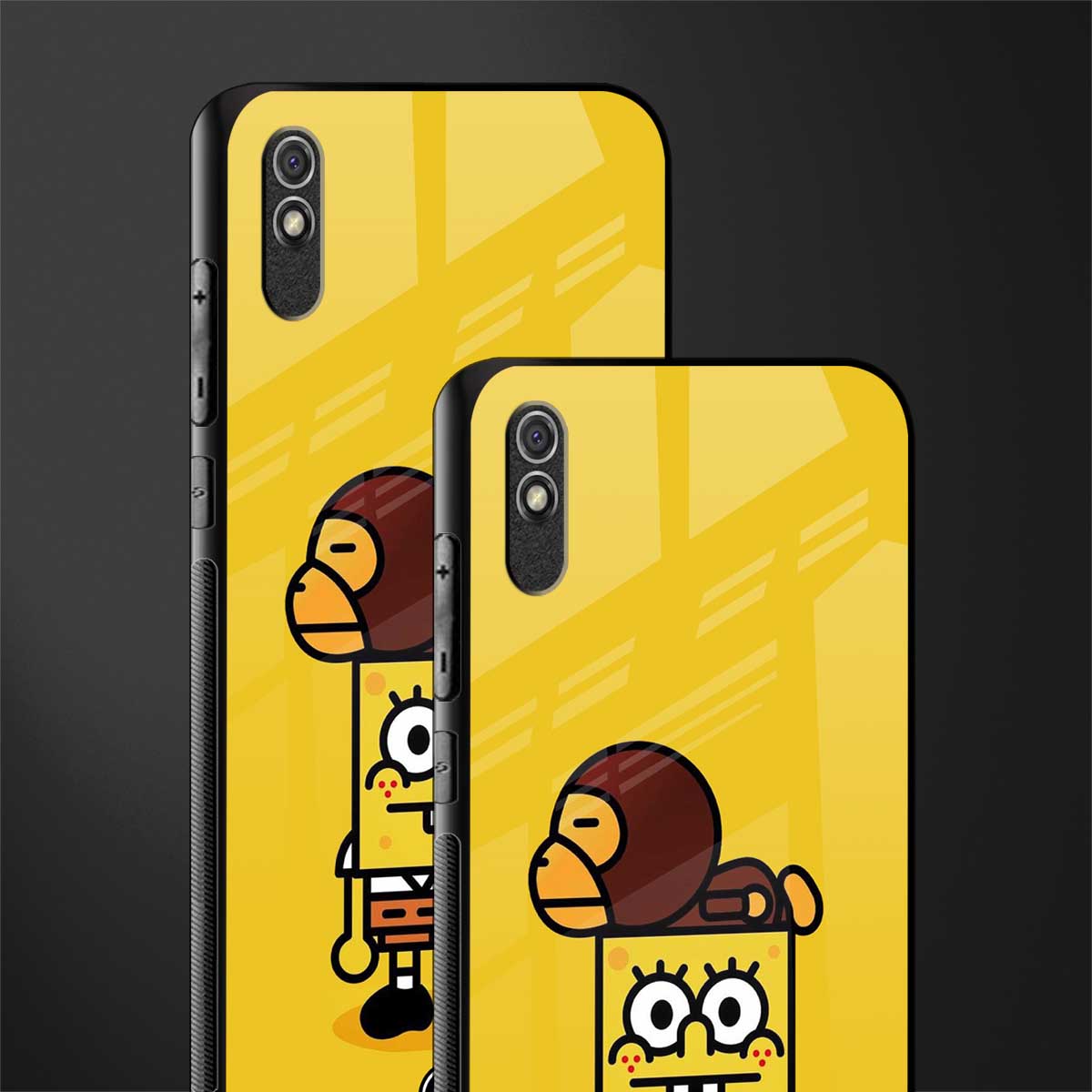 spongebob x bape glass case for redmi 9a image-2