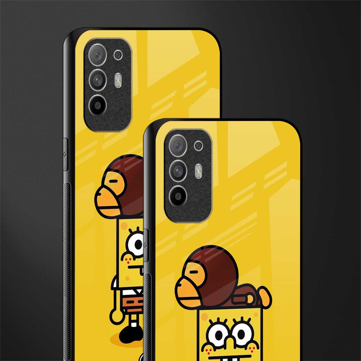 spongebob x bape glass case for oppo f19 pro plus image-2