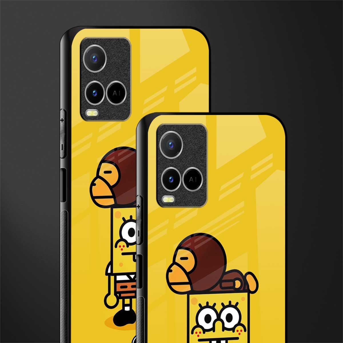 spongebob x bape glass case for vivo y33s vivo y33t image-2