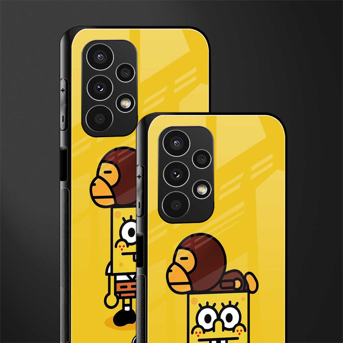spongebob x bape back phone cover | glass case for samsung galaxy a13 4g