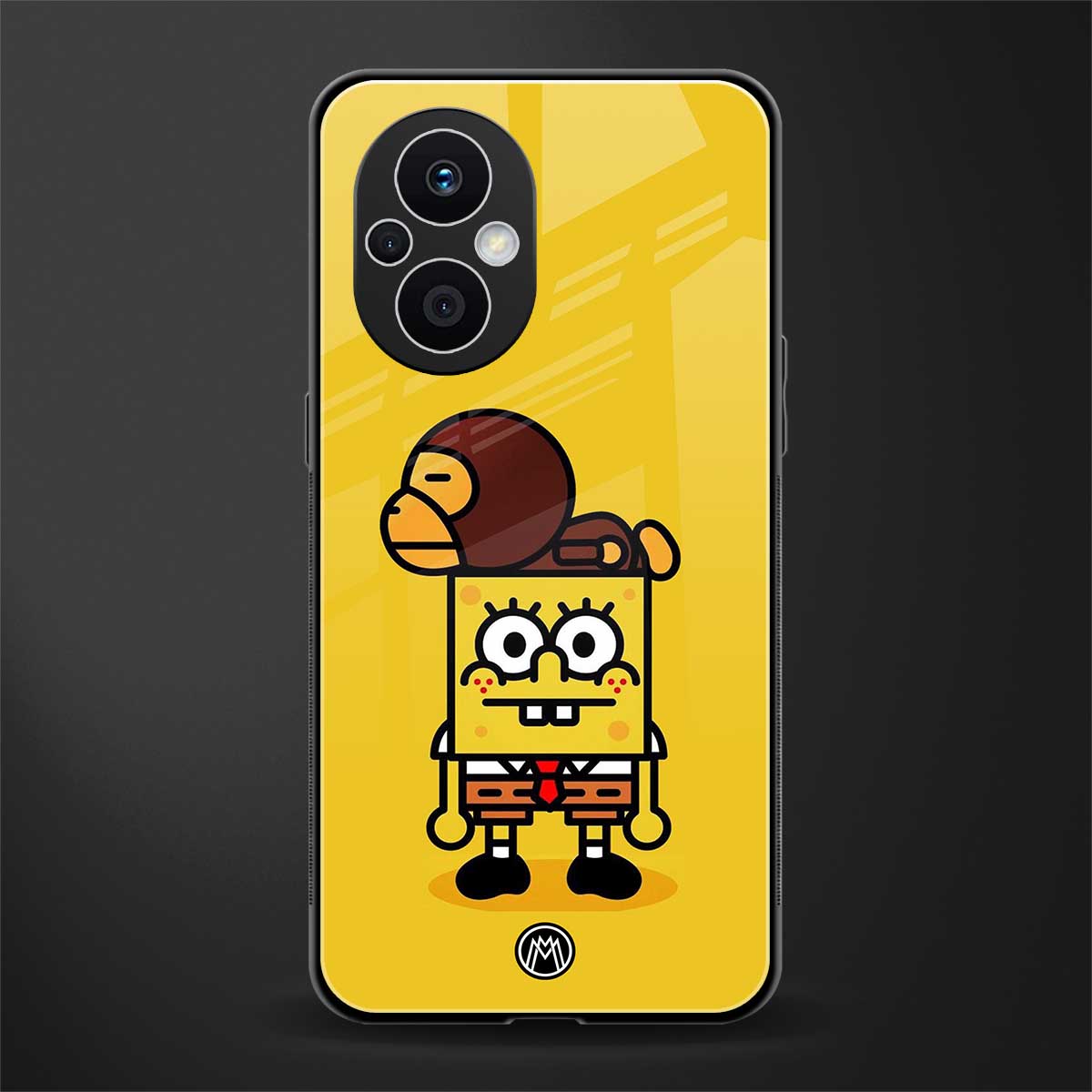 spongebob x bape back phone cover | glass case for oppo f21 pro 5g