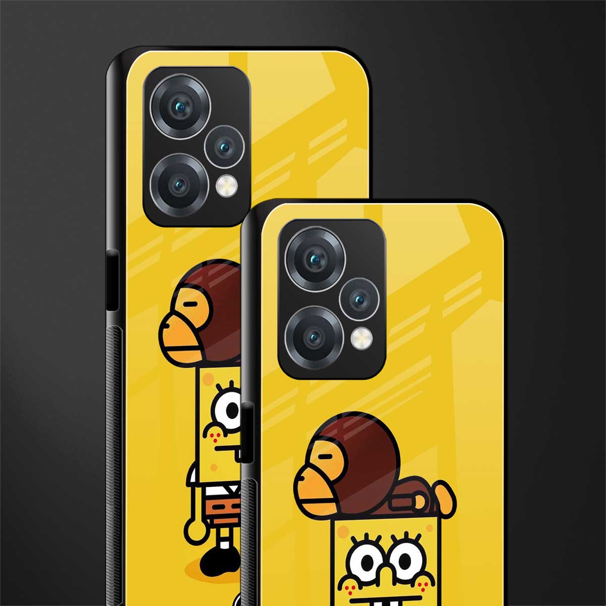 spongebob x bape back phone cover | glass case for oneplus nord ce 2 lite 5g