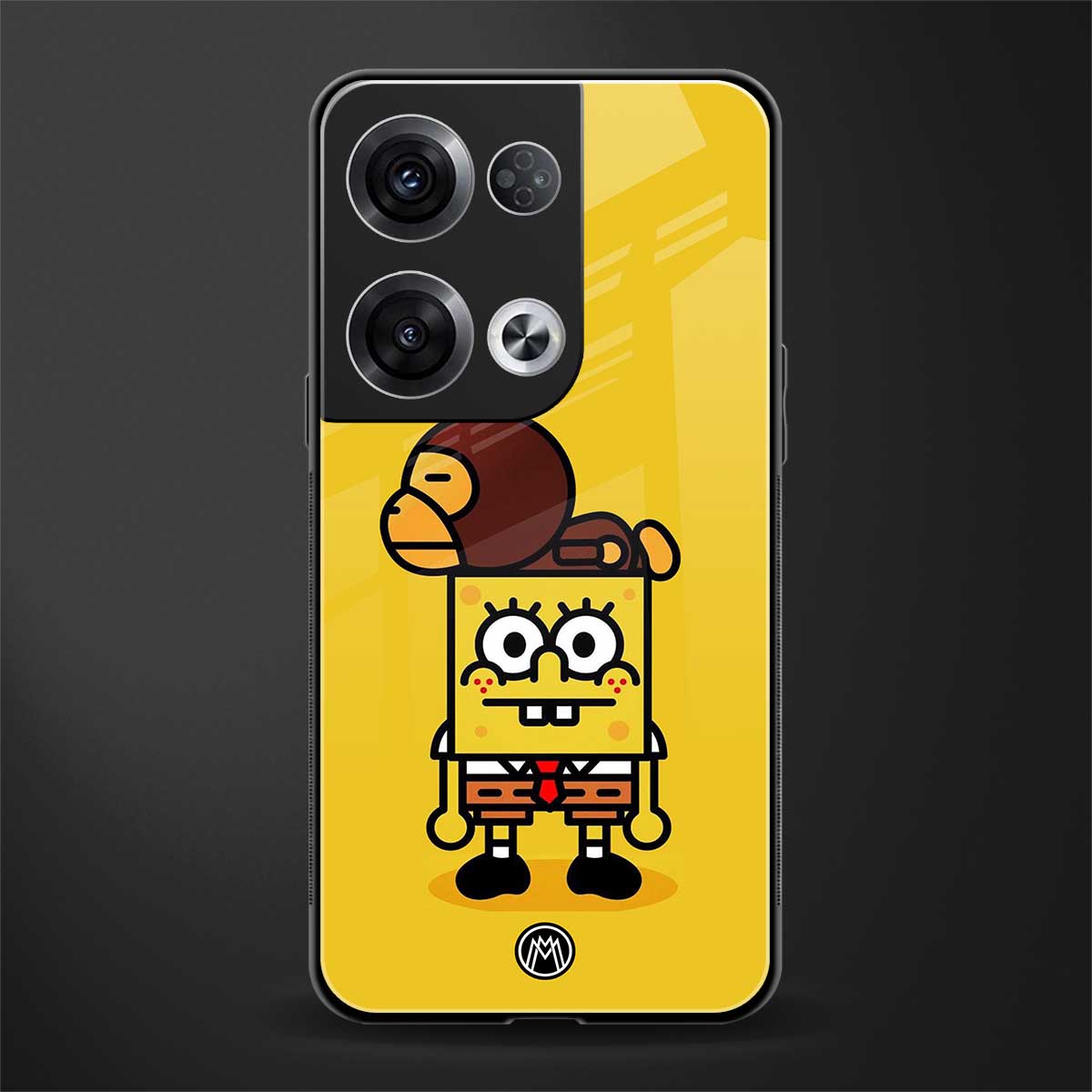 spongebob x bape back phone cover | glass case for oppo reno 8