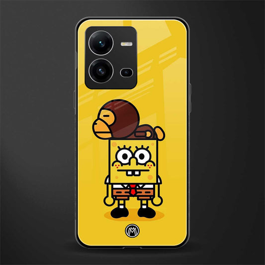 spongebob x bape back phone cover | glass case for vivo v25-5g