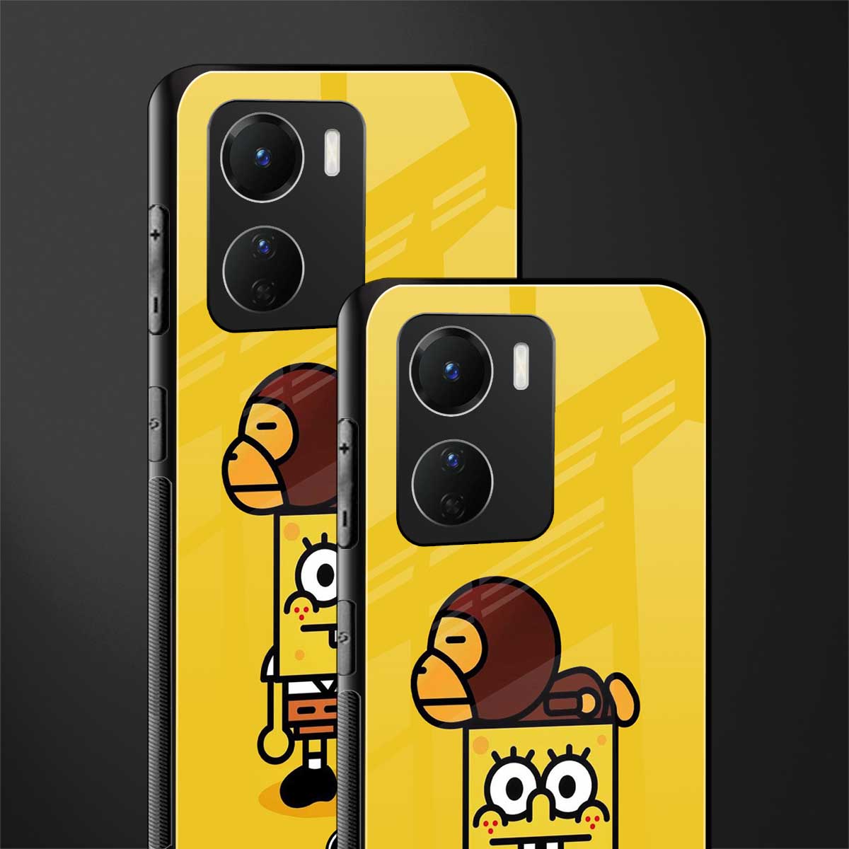spongebob x bape back phone cover | glass case for vivo y16