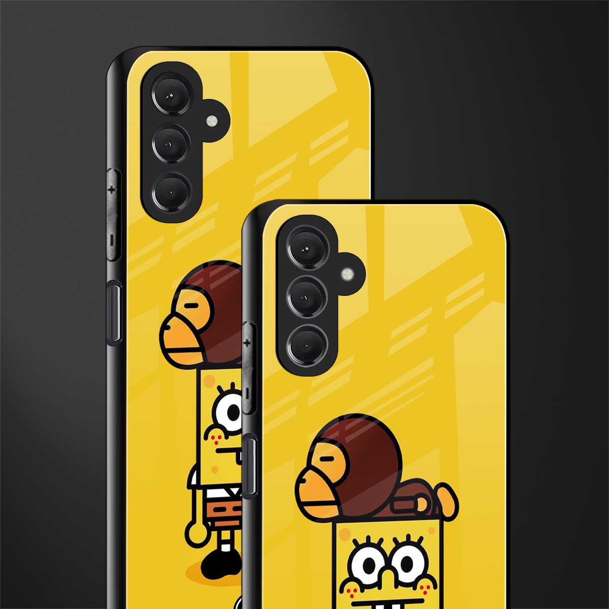 spongebob x bape back phone cover | glass case for samsun galaxy a24 4g