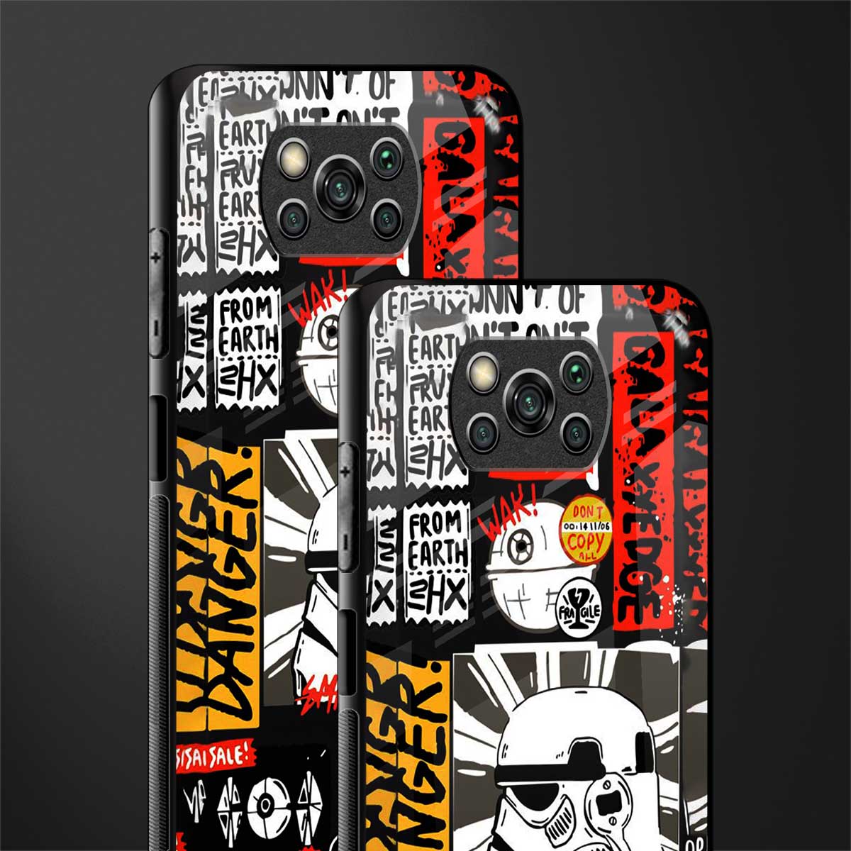 star wars collage glass case for poco x3 image-2
