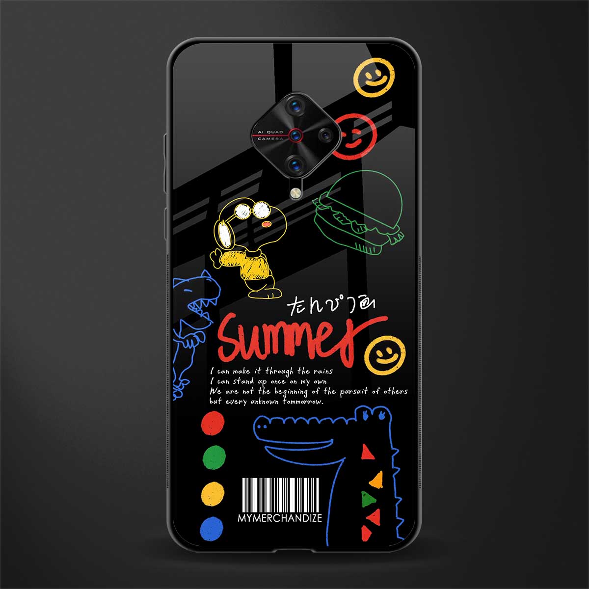 summer motivation glass case for vivo s1 pro image