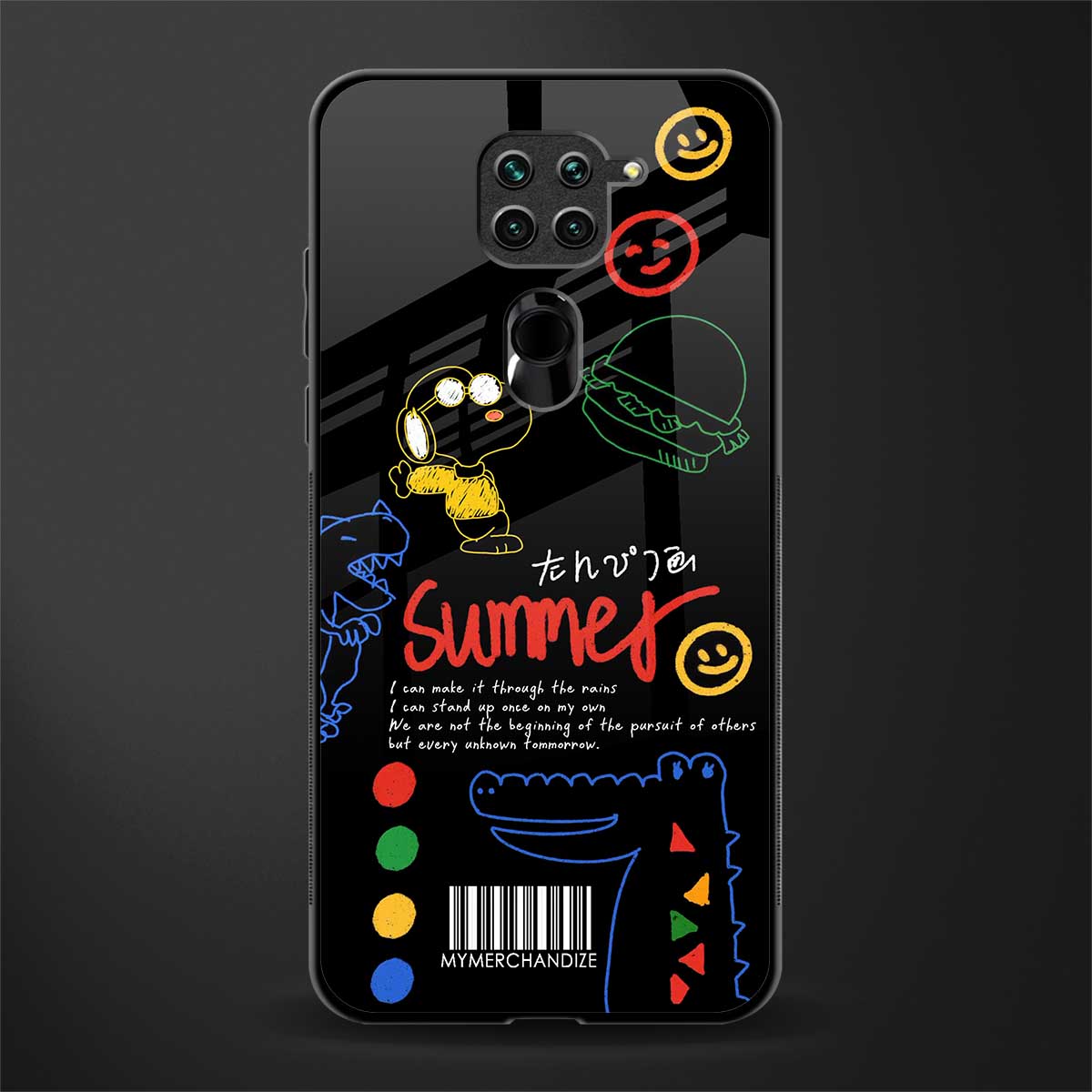 summer motivation glass case for redmi note 9 image