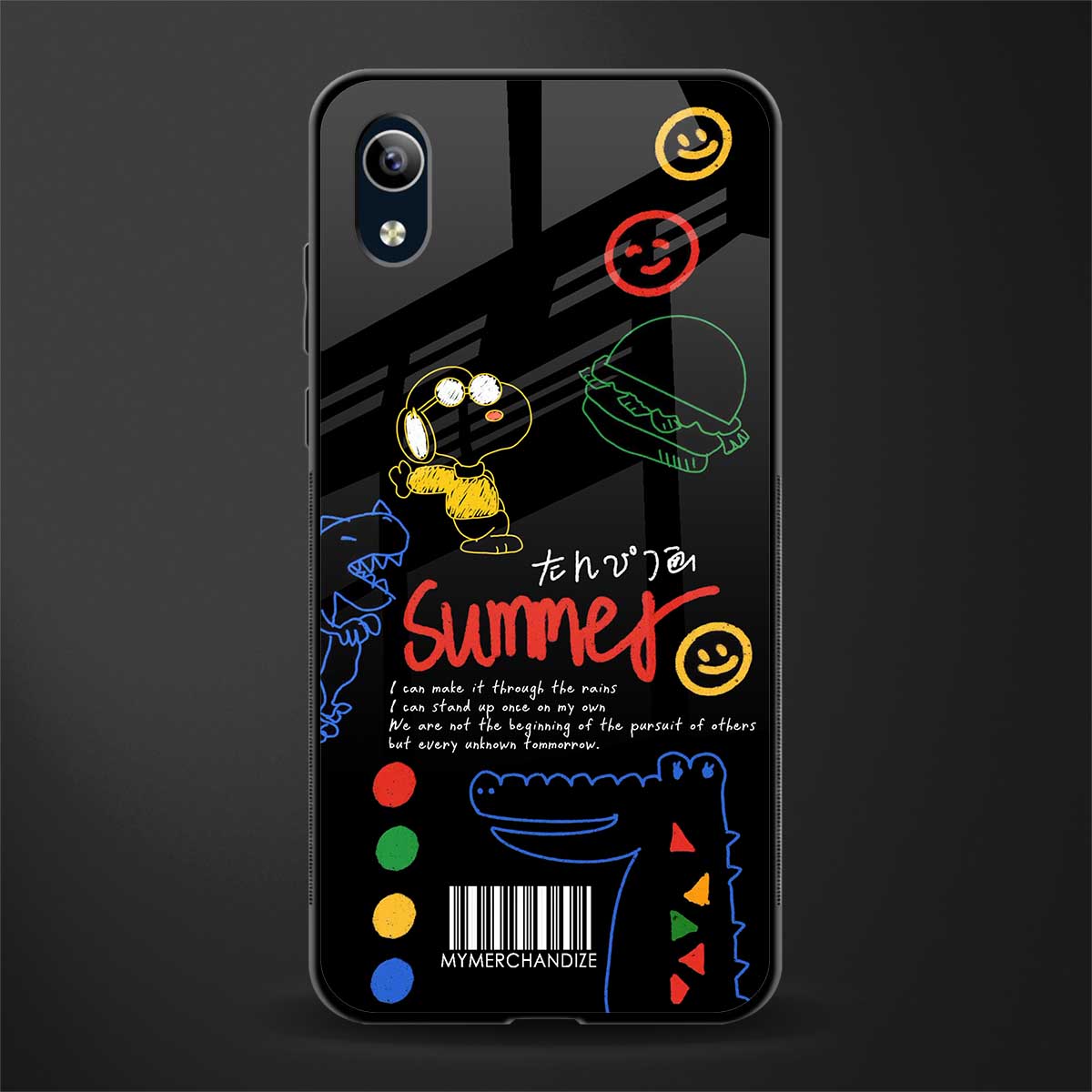 summer motivation glass case for vivo y1s without fingerprint image