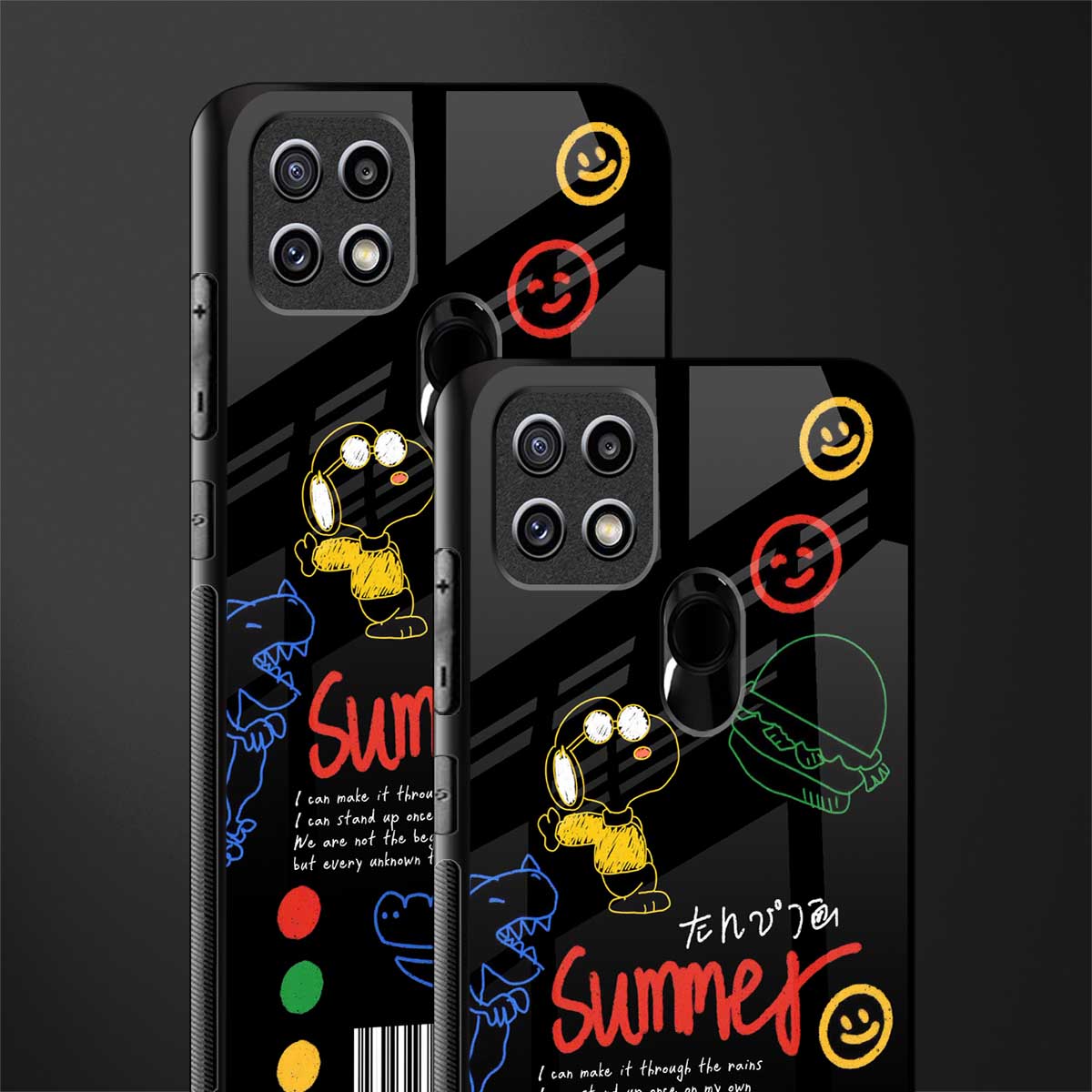 summer motivation glass case for oppo a15s image-2