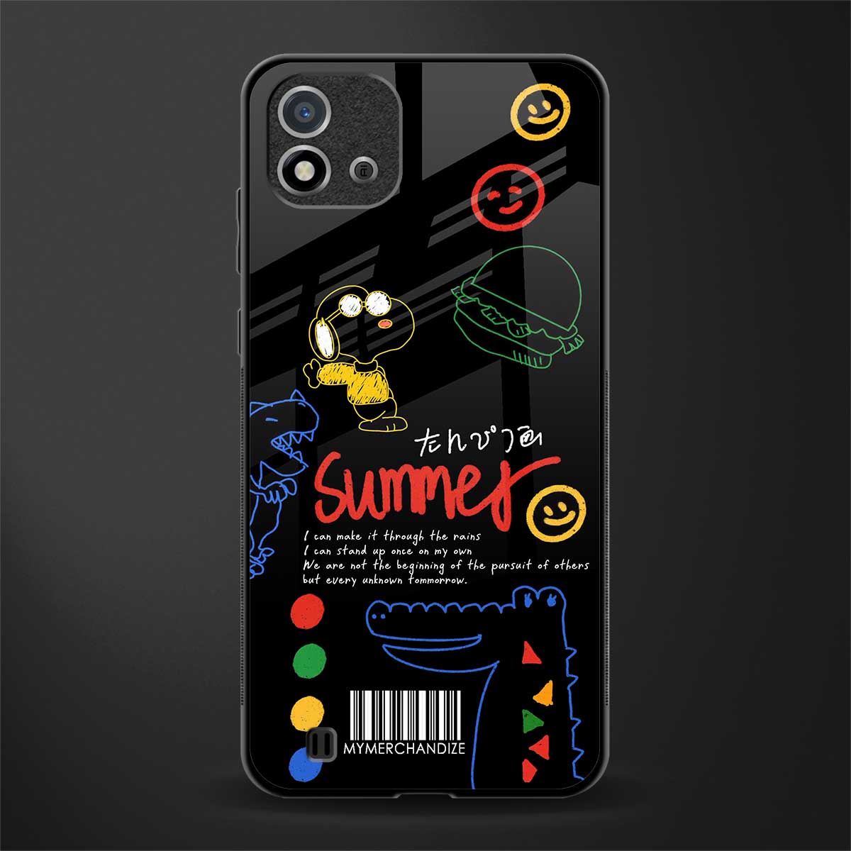 summer motivation glass case for realme c20 image