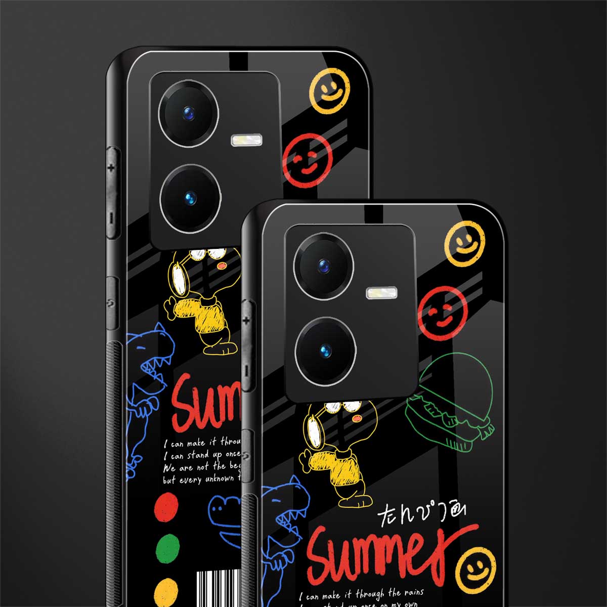 summer motivation back phone cover | glass case for vivo y22