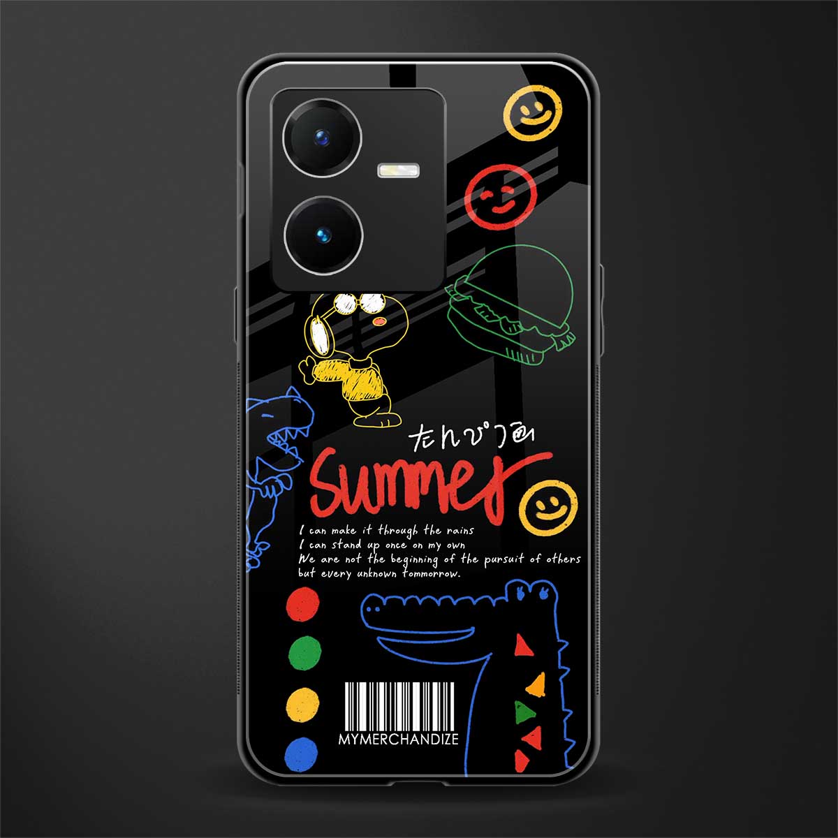 summer motivation back phone cover | glass case for vivo y22