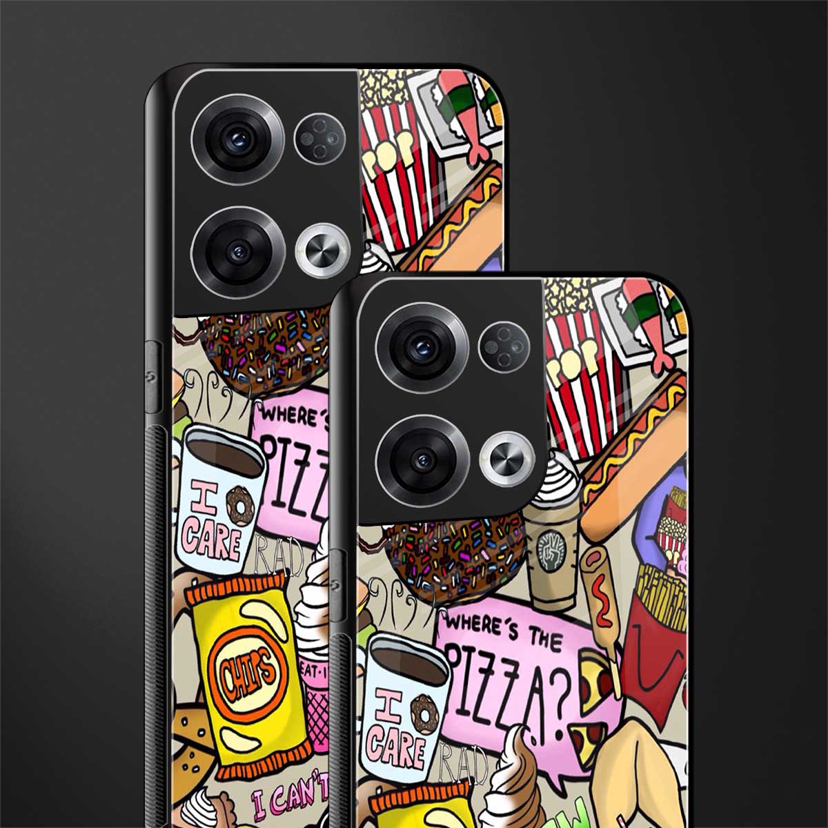 tasty food collage back phone cover | glass case for oppo reno 8